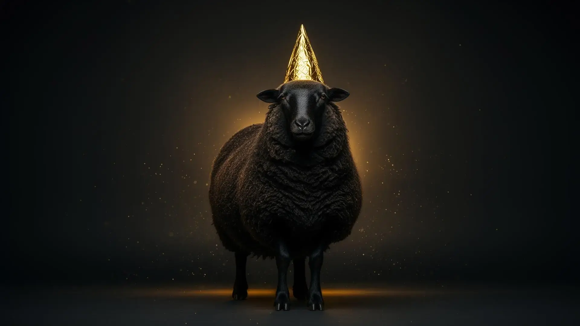 A black sheep standing apart from the flock