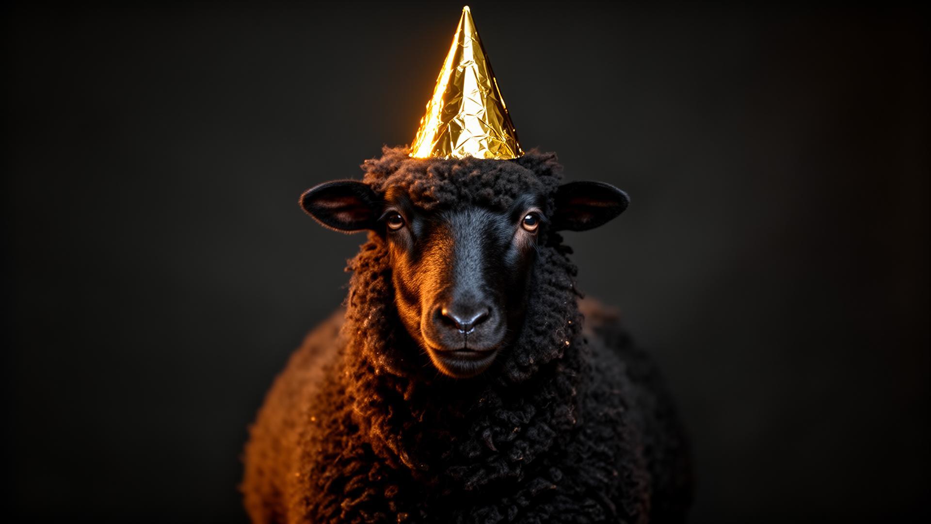 Black sheep in a gold tin foil hat — Integrative You's official mascot for thinking for yourself