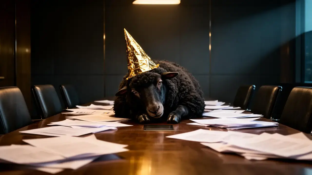 A burned-out black sheep founder at a desk